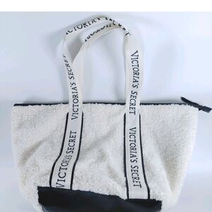 Victoria's Secret White and Black Textured Tote